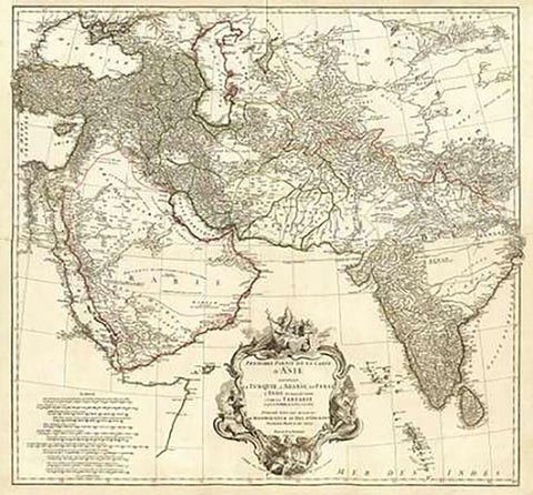 Asia I, 1751 White Modern Wood Framed Art Print with Double Matting by Anville, Jean Baptiste Bourguignon