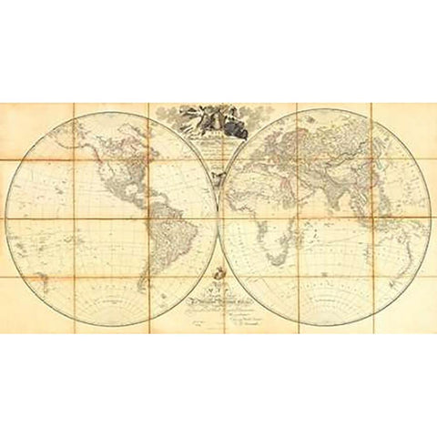 Map of the World, Researches of Capt. James Cook, 1808 White Modern Wood Framed Art Print by Arrowsmith, Aaron