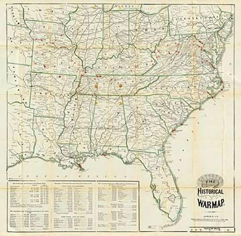 The United States Historical War Map, 1862 Black Ornate Wood Framed Art Print with Double Matting by Asher and Company