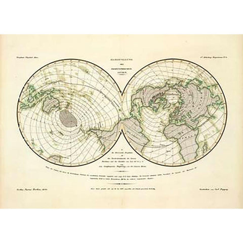 Darstellung Der Isodynamischen Linien, 1839 White Modern Wood Framed Art Print by Berghaus, Heinrich