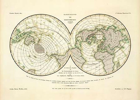 Darstellung Der Isodynamischen Linien, 1839 White Modern Wood Framed Art Print with Double Matting by Berghaus, Heinrich