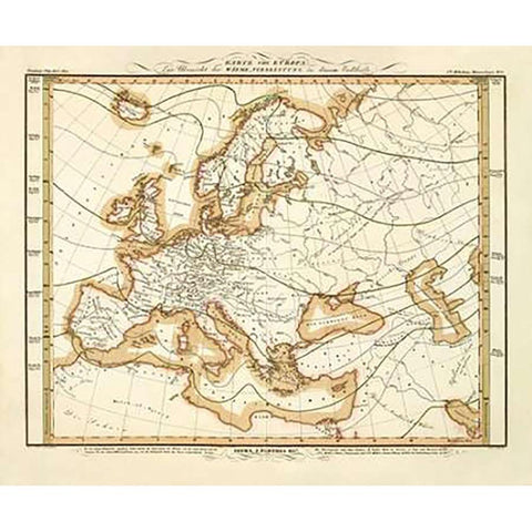 Karte Von Europa, 1837 Black Modern Wood Framed Art Print with Double Matting by Berghaus, Heinrich