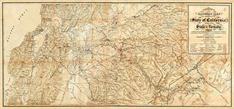 The Central Part of the State of California, 1865 White Modern Wood Framed Art Print with Double Matting by Bielawski, C.