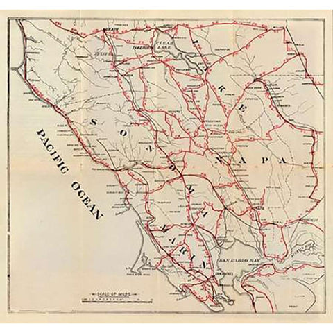 California - Sonoma, Marin, Lake, and Napa Counties, 1896 White Modern Wood Framed Art Print by Blum, George W.