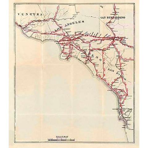 California - Ventura, Los Angeles, San Bernardino, Orange, and San Diego Counties, 1896 White Modern Wood Framed Art Print by Blum, George W.