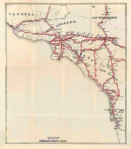 California - Ventura, Los Angeles, San Bernardino, Orange, and San Diego Counties, 1896 Black Ornate Wood Framed Art Print with Double Matting by Blum, George W.