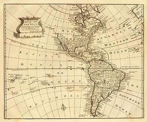 America, 1747 White Modern Wood Framed Art Print with Double Matting by Bowen, Emanuel