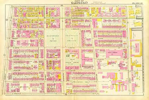 Boston - Wards 9, 12, 1895 White Modern Wood Framed Art Print with Double Matting by Bromley, George Washington