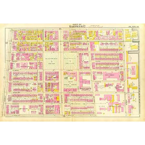 Boston - Wards 9, 12, 1895 Black Modern Wood Framed Art Print by Bromley, George Washington