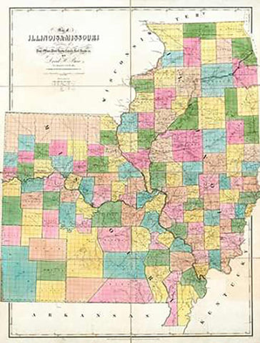 Map of Illinois and Missouri, 1839 Black Ornate Wood Framed Art Print with Double Matting by Burr, David