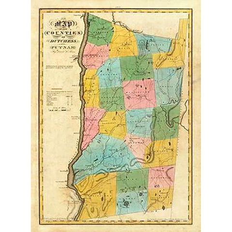 New York - Dutchess, Putnam counties, 1829 White Modern Wood Framed Art Print by Burr, David