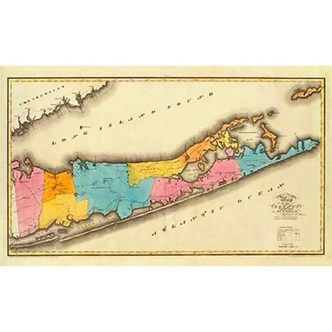 New York - Suffolk County, 1829 Black Modern Wood Framed Art Print with Double Matting by Burr, David