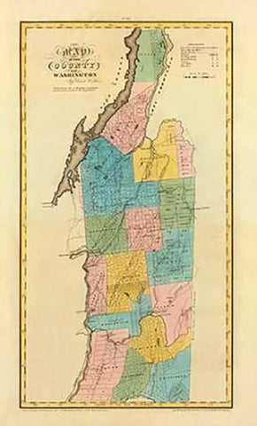 New York - Washington County, 1829 White Modern Wood Framed Art Print with Double Matting by Burr, David