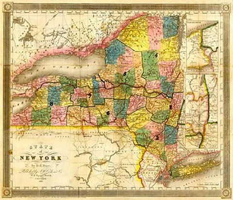 State of New York, 1840 White Modern Wood Framed Art Print with Double Matting by Burr, David