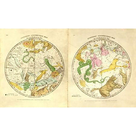 Circumpolar Map for each Month of the Year, 1835 Gold Ornate Wood Framed Art Print with Double Matting by Burritt, Elijah