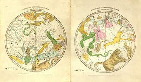 Circumpolar Map for each Month of the Year, 1835 Black Ornate Wood Framed Art Print with Double Matting by Burritt, Elijah