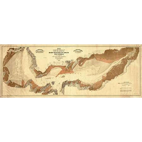 Map exhibiting the salt marsh and lands adjacent to the bays of San Francisco and San Pablo, 1874 White Modern Wood Framed Art Print by California Board of State Harbor Commissioners