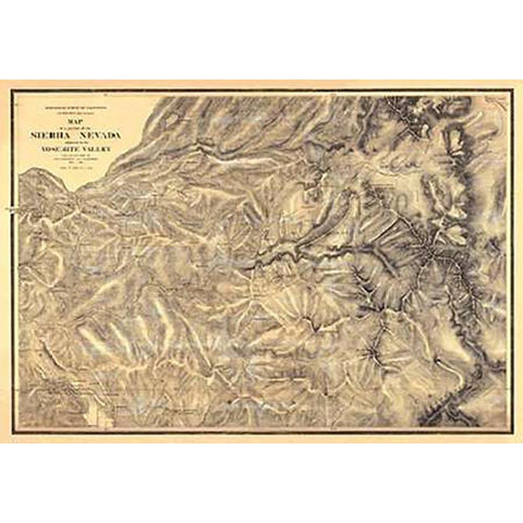 Sierra Nevada adjacent to the Yosemite Valley, 1869 Gold Ornate Wood Framed Art Print with Double Matting by California Geological Survey