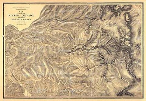 Sierra Nevada adjacent to the Yosemite Valley, 1869 Black Ornate Wood Framed Art Print with Double Matting by California Geological Survey