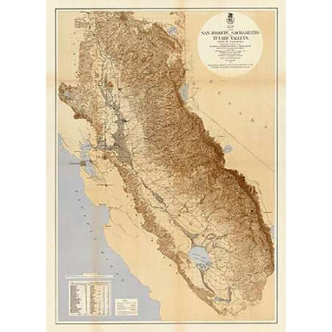 Map of The San Joaquin, Sacramento and Tulare Valleys, 1873 Black Modern Wood Framed Art Print with Double Matting by California Irrigation Commission