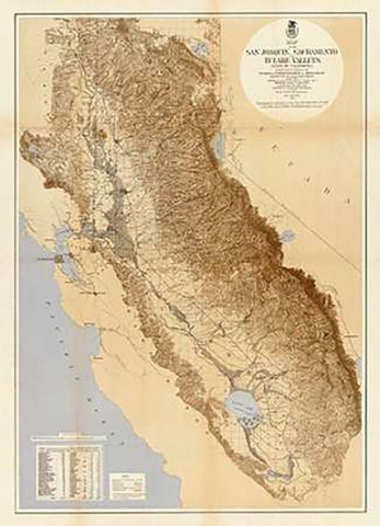 Map of The San Joaquin, Sacramento and Tulare Valleys, 1873 Black Ornate Wood Framed Art Print with Double Matting by California Irrigation Commission