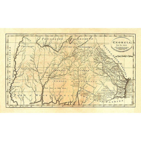 State of Georgia, 1795 White Modern Wood Framed Art Print by Carey, Mathew