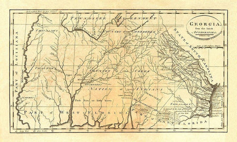 State of Georgia, 1795 Black Ornate Wood Framed Art Print with Double Matting by Carey, Mathew