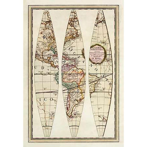 Globo Terrestre I, 1792 Black Modern Wood Framed Art Print with Double Matting by Cassini, Giovanni Maria