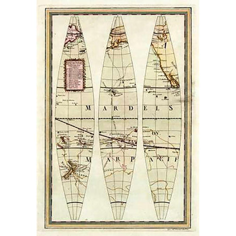 Globo Terrestre II, 1792 Black Modern Wood Framed Art Print with Double Matting by Cassini, Giovanni Maria