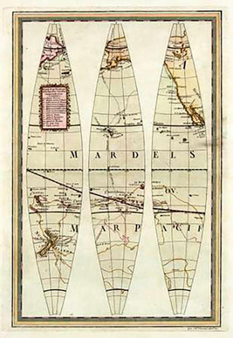 Globo Terrestre II, 1792 White Modern Wood Framed Art Print with Double Matting by Cassini, Giovanni Maria