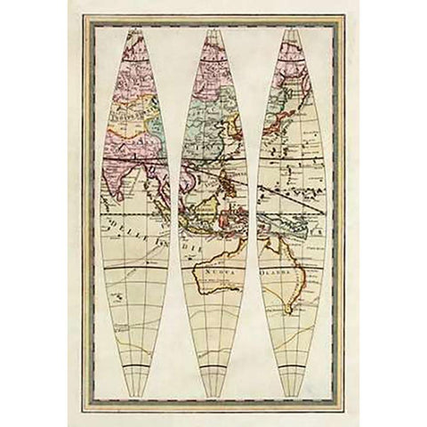 Globo Terrestre III, 1792 Gold Ornate Wood Framed Art Print with Double Matting by Cassini, Giovanni Maria