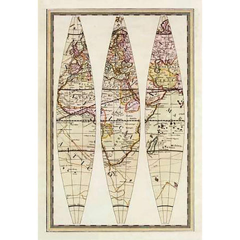 Globo Terrestre IV, 1792 White Modern Wood Framed Art Print by Cassini, Giovanni Maria