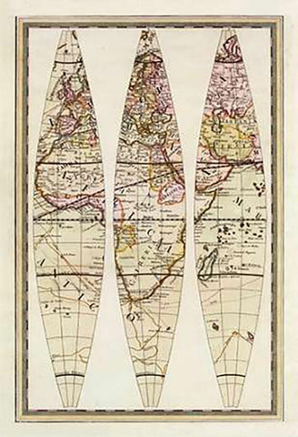 Globo Terrestre IV, 1792 White Modern Wood Framed Art Print with Double Matting by Cassini, Giovanni Maria