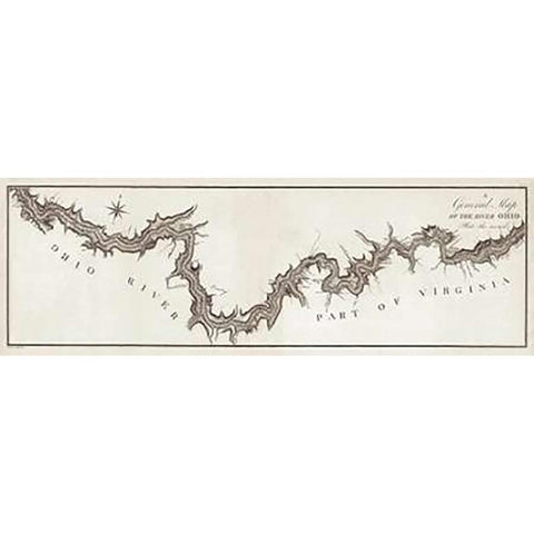 A General Map of the River Ohio, Plate 2, 1796 White Modern Wood Framed Art Print by Collot, George Henri Victor