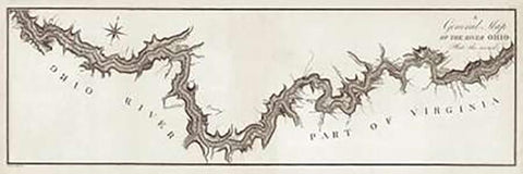 A General Map of the River Ohio, Plate 2, 1796 Black Ornate Wood Framed Art Print with Double Matting by Collot, George Henri Victor