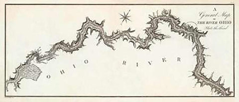 A General Map of the River Ohio, Plate 3, 1796 White Modern Wood Framed Art Print with Double Matting by Collot, George Henri Victor