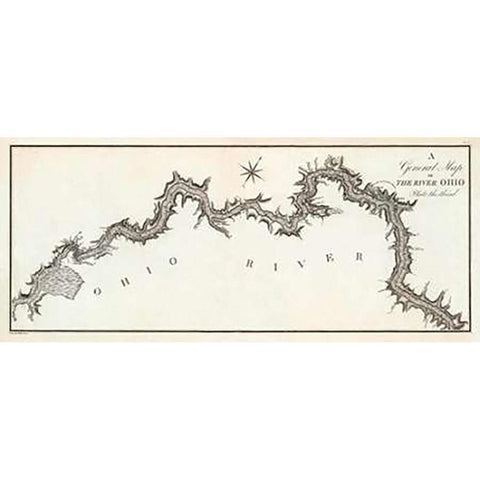 A General Map of the River Ohio, Plate 3, 1796 Black Modern Wood Framed Art Print by Collot, George Henri Victor