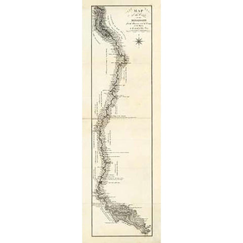 Map of the Course of The Mississippi from the Missouri, 1796 Black Modern Wood Framed Art Print with Double Matting by Collot, George Henri Victor