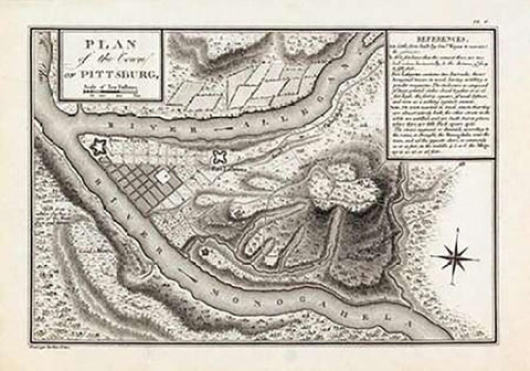 Plan of the Town of Pittsburg, Pennsylvania, 1796 Black Ornate Wood Framed Art Print with Double Matting by Collot, George Henri Victor