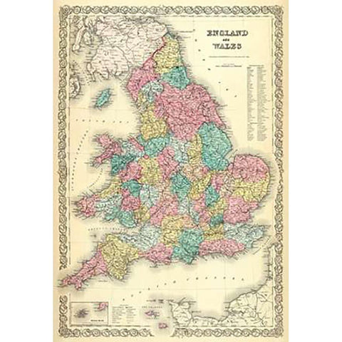 England and Wales, 1856 White Modern Wood Framed Art Print by Colton, G.W