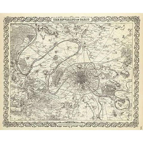 The Environs of Paris, 1856 Gold Ornate Wood Framed Art Print with Double Matting by Colton, G.W