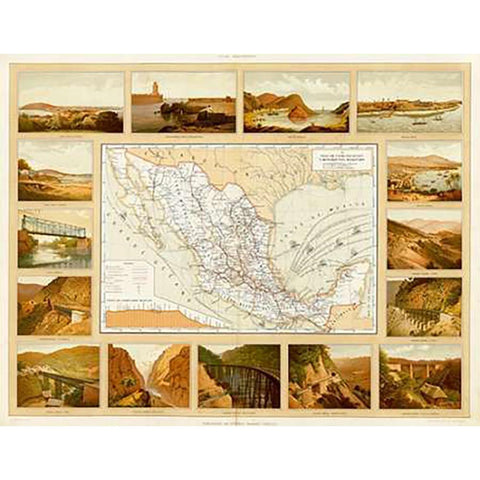 Vias de Comunicacion y Movimiento Maritimo, 1885 Black Modern Wood Framed Art Print by Cubas, Antonio Garcia
