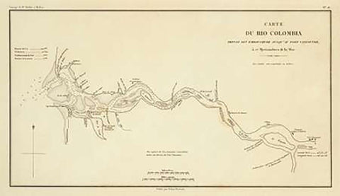 Columbia River, Oregon, Washington, 1844 Black Ornate Wood Framed Art Print with Double Matting by De Mofras, Eugene Duflot
