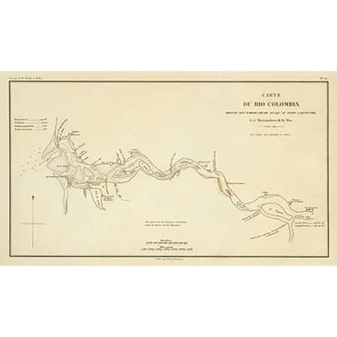 Columbia River, Oregon, Washington, 1844 Black Modern Wood Framed Art Print by De Mofras, Eugene Duflot