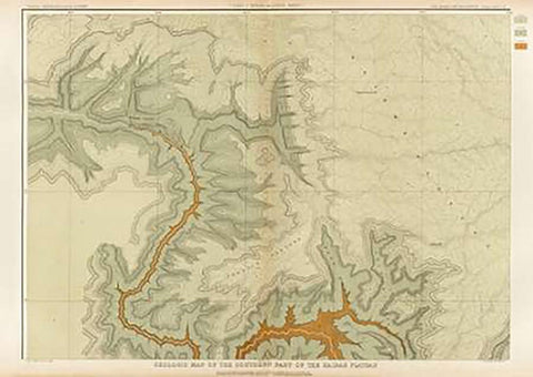 Grand Canyon - Geologic Map of The Southern Part of The Kaibab Plateau (Part I. North-Western Sheet) Black Ornate Wood Framed Art Print with Double Matting by Dutton, Clarence