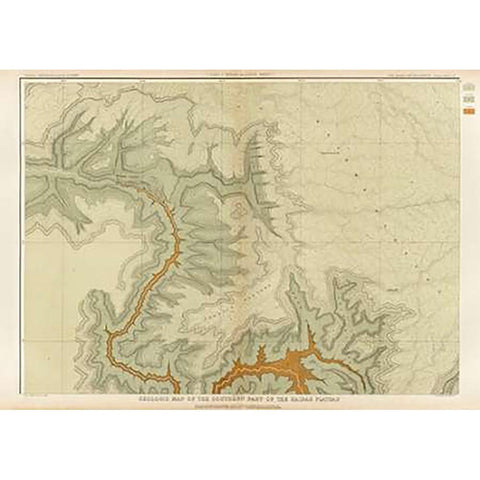 Grand Canyon - Geologic Map of The Southern Part of The Kaibab Plateau (Part I. North-Western Sheet) Black Modern Wood Framed Art Print with Double Matting by Dutton, Clarence