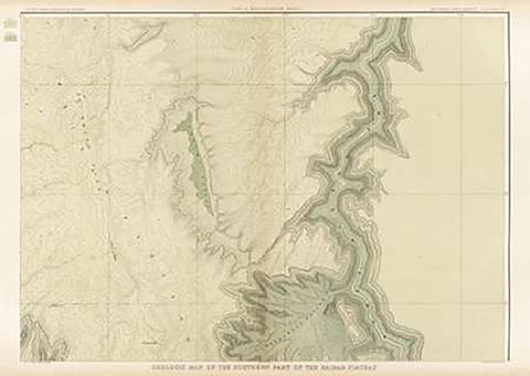 Grand Canyon - Geologic Map of The Southern Part of The Kaibab Plateau (Part II. North-Eastern Sheet Black Ornate Wood Framed Art Print with Double Matting by Dutton, Clarence