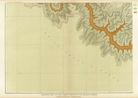 Grand Canyon - Geologic Map of The Southern Part of The Kaibab Plateau (Part III. South-Western Shee White Modern Wood Framed Art Print with Double Matting by Dutton, Clarence