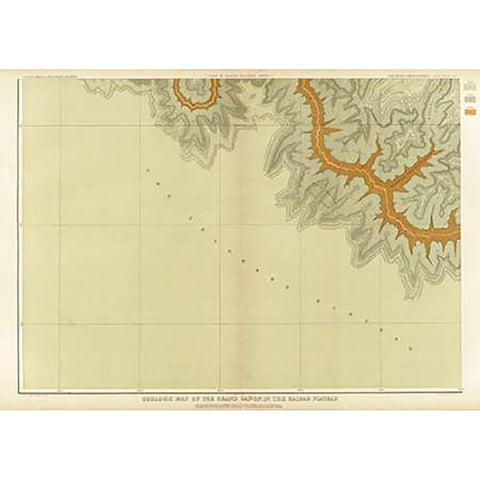 Grand Canyon - Geologic Map of The Southern Part of The Kaibab Plateau (Part III. South-Western Shee Black Modern Wood Framed Art Print by Dutton, Clarence