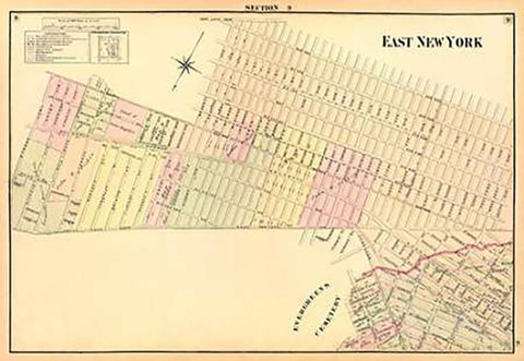 East New York (Sec 9), 1874 White Modern Wood Framed Art Print with Double Matting by Fulton, Henry